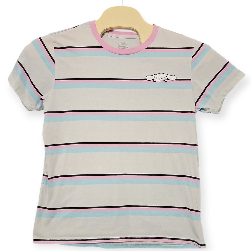 Sanrio Cinnamoroll Striped Ringer T-Shirt, Embroidered, Graphic Print X-Large